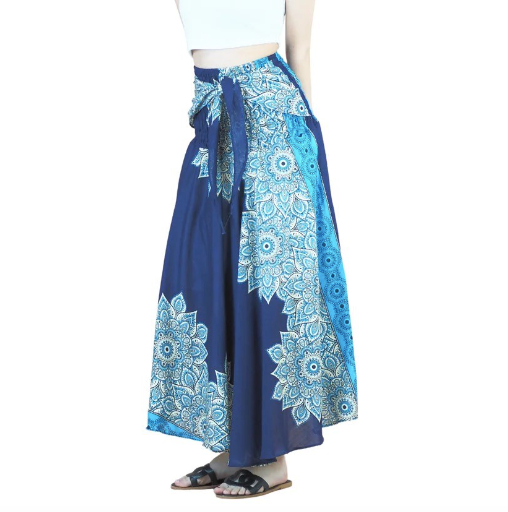 Blue Flower Mandela Bohemian Skirt-Dress